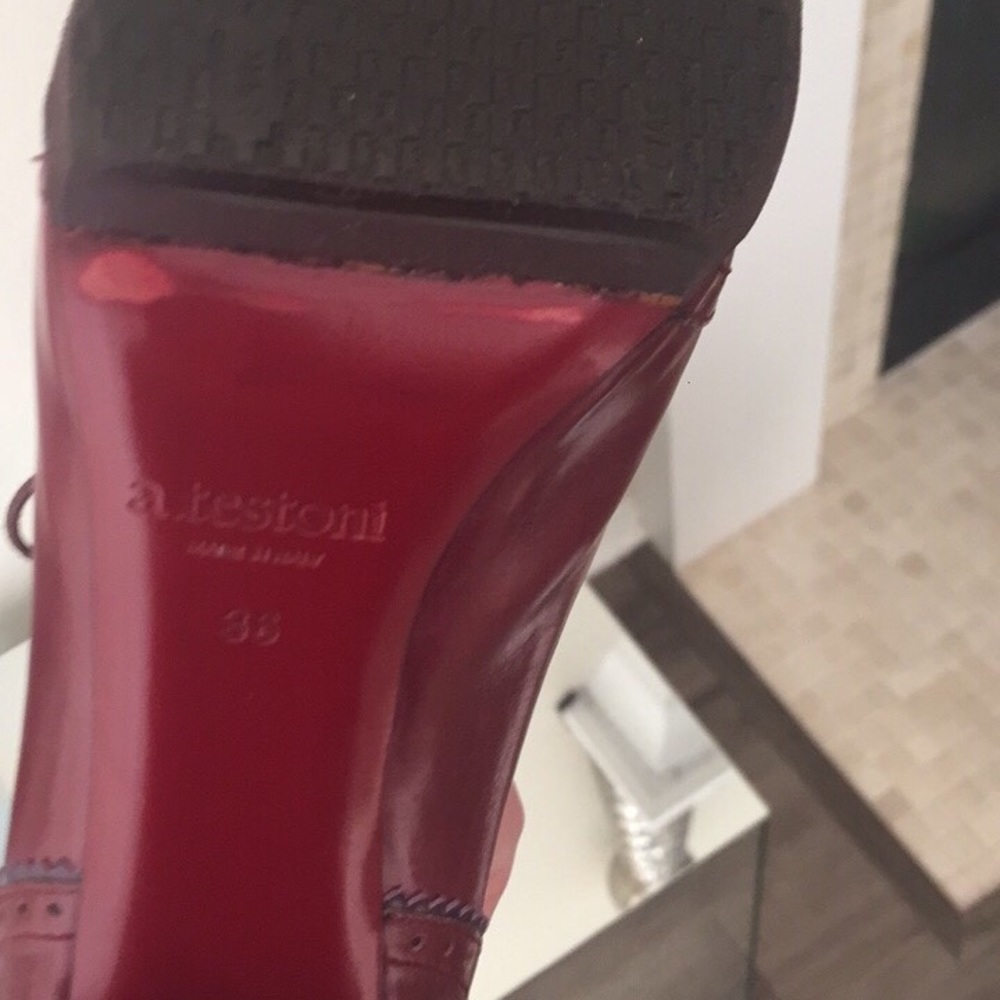 A. Testoni Red Booties - Picture 4 of 4